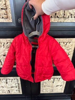 Kids London Fog Red Hooded Puffer Jacket - Cozy Fleece Lining, EUC